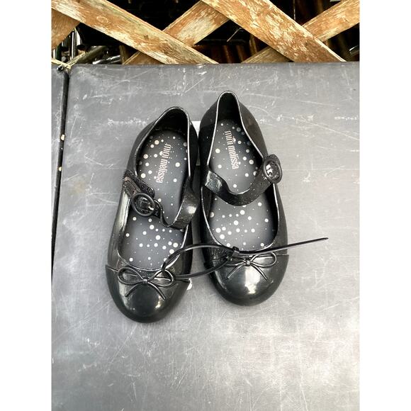Mini Melissa Sweet Love Cap Toe Mary Jane Polka Dots Shoes Kids Girls Size 8 - Picture 1 of 5
